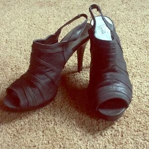 Black peep-toe heels